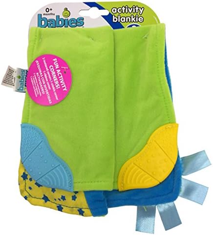 Baby-T Soft Velour Teething Blanket (Blue+Green)