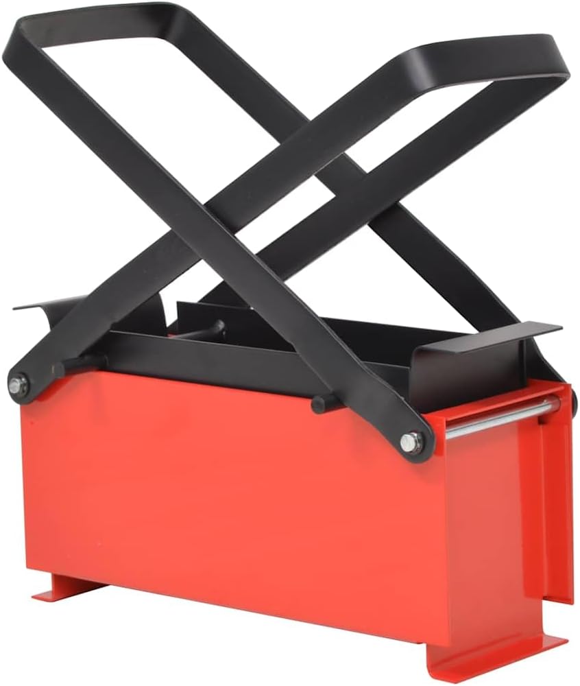 vidaXL Paper Log Briquette Maker Steel Fireplace Fuel Press Machine Red Black