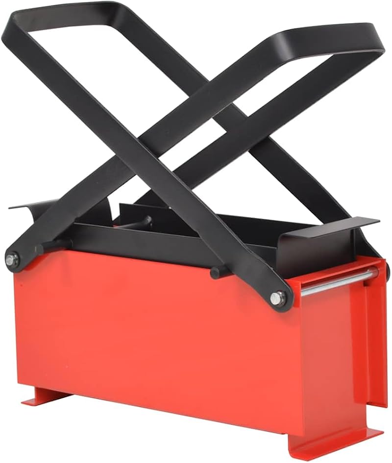 vidaXL Paper Log Briquette Maker Steel Fireplace Fuel Press Machine Red Black
