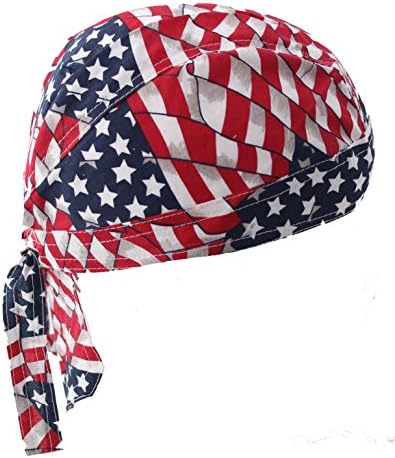 Vintage Red Stars & Stripes USA American Flag Skull Cap Bandana