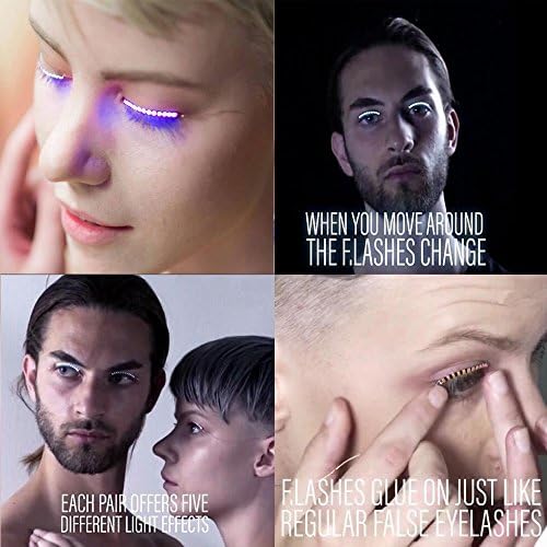 2017 USET Latest LED Eyelashes Eyelid False Eyelashes Interactive Unisex Eyelash Led Light Luminous Shining Charming Eyelashes for Nightclub Birthday Party Rave Party (Blue)
