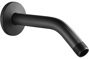 Black Shower Arm with Flange, Wall Mounted Shower Head Extension, Stainless Steel Extension Arm for Fixed Shower Head (Black)