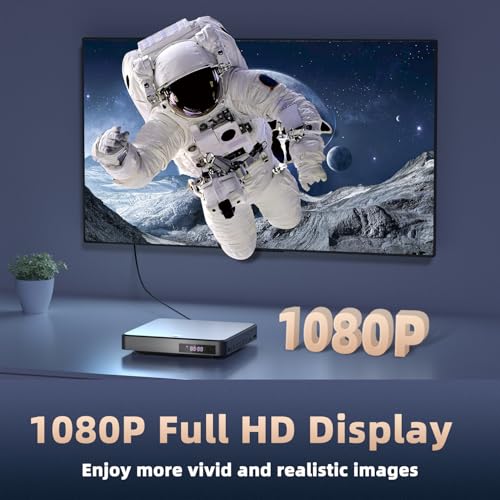 Desobry DVD Player for TV, Mini DVD Player HDMI Full HD 1080P, USB DVD Player with USB/TF Inputs, All Regions, Error Correction, Noise Reduction, HDMI/RCA Cables Included