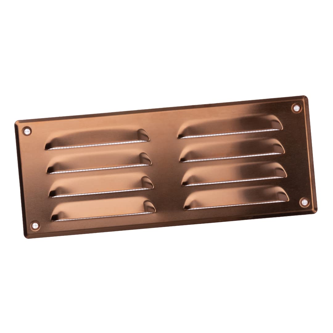 260x105mm / 10x4" inch Copper Metal Air Vent Grille Cover with Insect Mesh - Ventilation Cover