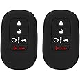 Ongfuwu 2PCS Silicone Key Fob Case, Keyless Entry Remote Control Key Fob Cover Protector Compatible with (5 Buttons) 2022 2023 2024 Civic Accord CR-V Pilot HR-V EX EX-L Touring(Black+Black)