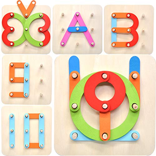 GYBBER&MUMU Wooden Number Letter Sorter Puzzle Educational Toys Preschool Stacking Blocks Toy Gift for Toddlers Kids Age 3+ - Thumbnail 7