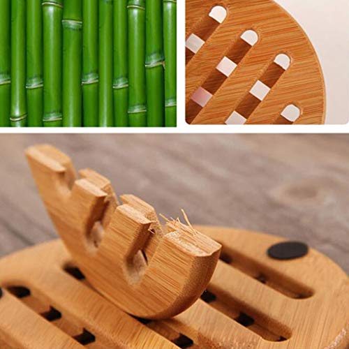 4 Pieces Trivet for Hot Dishes, Hot Pads Trivets, Solid Bamboo Wood Non-slip Heat Resistant Lattice Pad for Pot Teapot (Multi Size,2 Square 2 Round)
