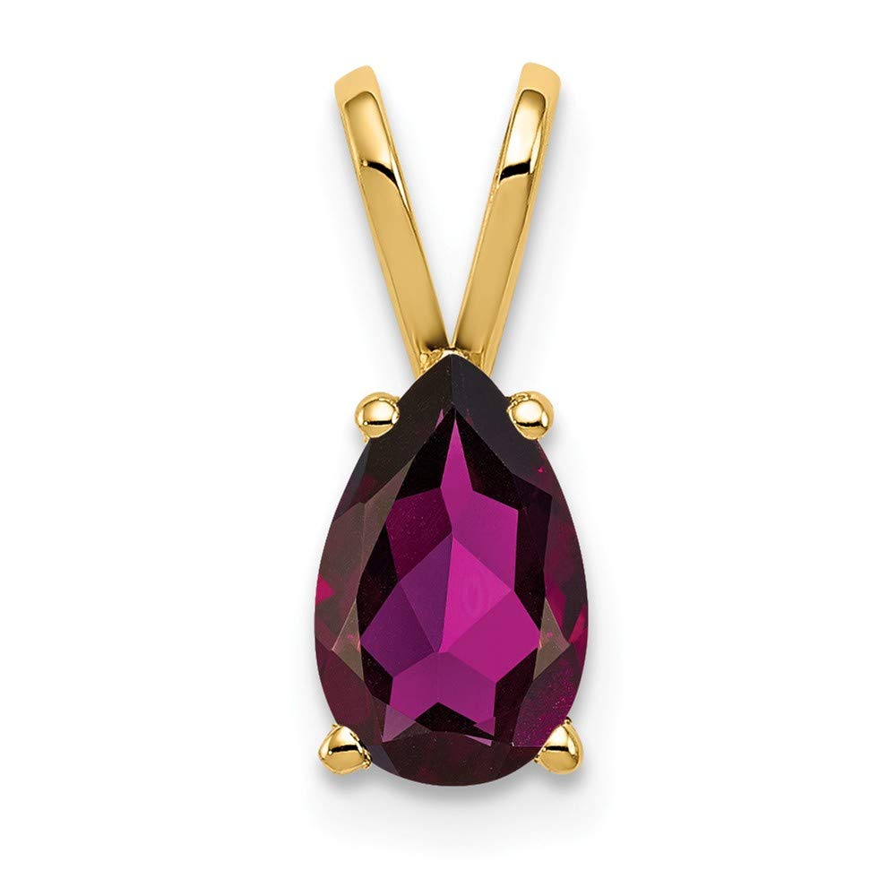 Solid 14k Yellow Gold 8x5mm Pear Rhodolite Garnet January Red Gemstone Pendant Charm