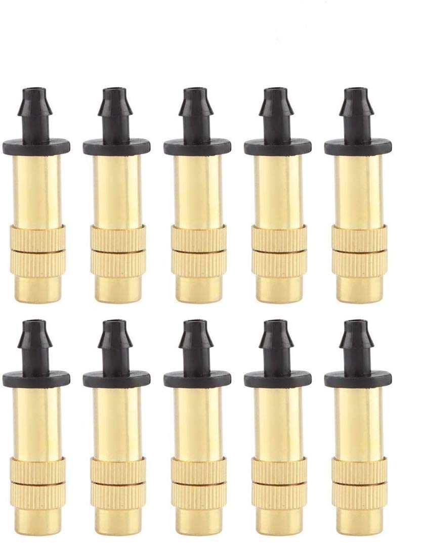 Wifehelper 10Pcs Watering Nozzle, Adjustable Copper Irrigation Nozzle Water Fog Sprinkler Head Micro Misting Garden Greenhouse Seedlings Accessories