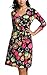 Zeagoo Women's 3/4 Sleeve A-line Stretchy Floral Casual Cocktail Dress, Black Floral, XX-Large