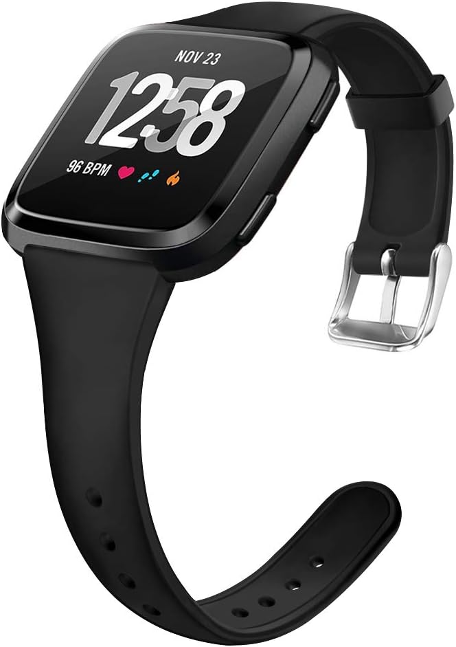 OenFoto Sport Strap Compatible Fitbit Versa &Versa 2/ Versa Lite Edition, Soft Silicone Slim Thin Narrow Small Replacement Wristband Band for Fitbit Versa Smart Watch, Women Men,Large Small