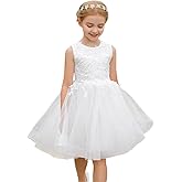 Flower Girl Dress Half Sleeves Lace Top Tulle Skirt Girls Birthday Wedding Party First Communion Dresses