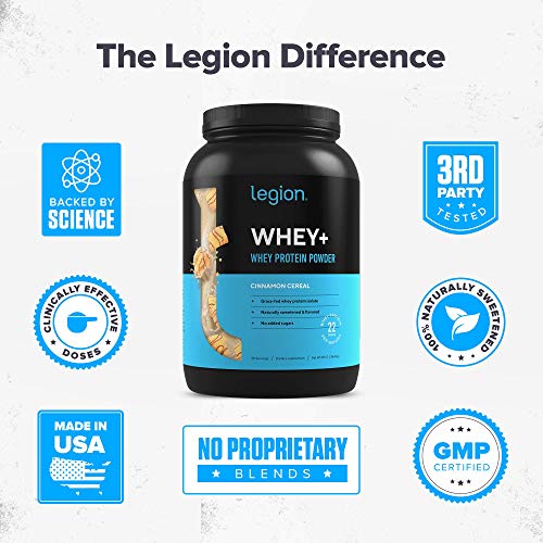 Legion Whey+ Whey Isolate Protein Powder from Grass Fed Cows Low Carb, Low Calorie, NonGMO