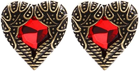 DaisyJewel Red and Bronze Angel Wing Crystal Heart Stud Earrings