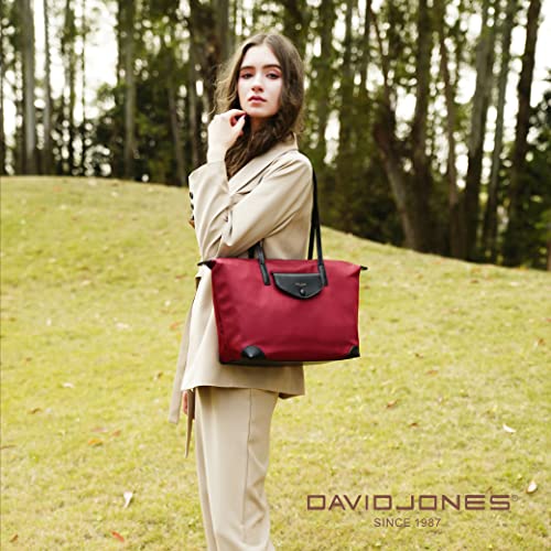 David Jones - Women's Nylon Tote Bag - Waterproof Nylon Shopper - Foldable Handbag - Shoulder Bag Large Capacity - Totalizer Shopping Bag - Travel Beach Shop Fashion, Brown Mole, Elegant