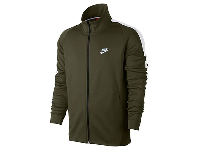 Buy Nike Men's Track Jacket (861649395_Olive Canvas White_2XL) at