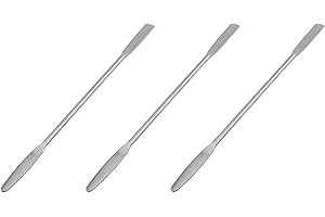 KKUANG 3PCS Stainless Steel Laboratory Mini Double Ended Spatula Length 5.9inch Square Rounded Sampling Spoon Powder Sampling Tool Silver for Classroom Science Lab Kitchen