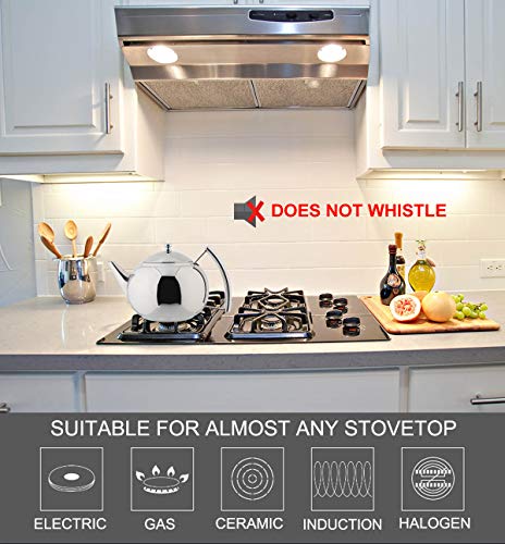 OMGard Teapot with Infuser Loose Tea Leaf 2 Liter Stainless Steel Tea Pot Coffee Water Small Kettle Filter Set Warmer Teakettle for Stovetop Induction Stove Top 2.1 Quart / 68 Ounce - Thumbnail 4