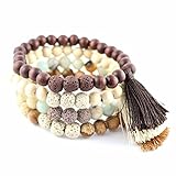 Trend Builder Inc | New Natural Lava Rock Stone Essential Oil Diffuser Tassel Bracelets for Aromatherapy | FIRST AID rescue aroma bracelet kit | Distance Friendship Mala Tibetan String Prayer Beads | 20 OPTIONS | Gift Box Included | For Man Women Couples 