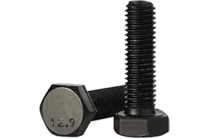 MELLEWELL M10 x 25mm Hex Head Screw Bolts, Fully Threaded, Alloy Steel Grade 12.9, Black Oxide Finish, Quantity 10