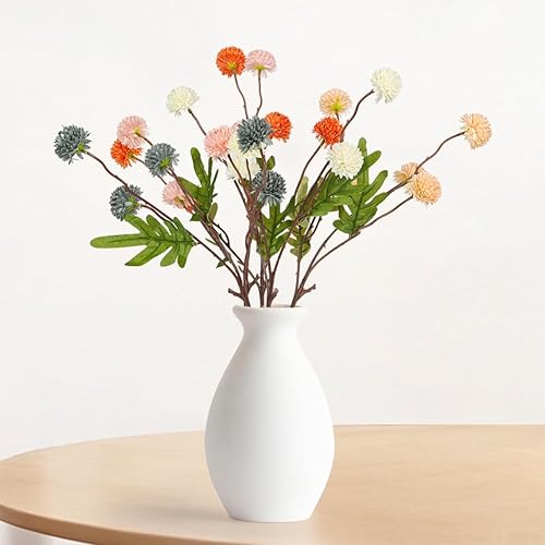 HOTUT 5 Pcs Artificial Hydrangea Flowers Bouquets, Artificial Fake Flowers Plants, Decorative Faux Ball Flowers, Silk Fake Chrysanthemum Flowers Plants for Outdoor Indoor Home Garden Party Decoration