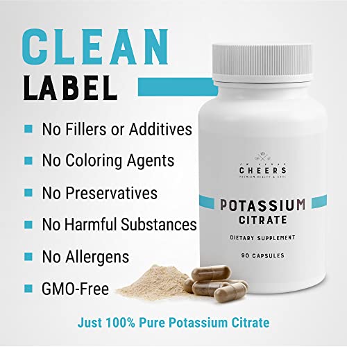 Cheers Potassium Citrate, 316 mg per Capsule, 90 Capsules, Vegan