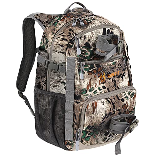 HUNTIT Hunting Backpack with Waterproof Rain Cover Rifle Bow