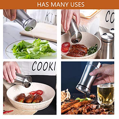 Stainless Steel Salt and Pepper Shakers Set Stainless Steel with Glass