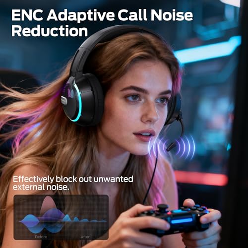 Monster Mission 320 Gaming Headset for PS5, PS4PC, Xbox One, Xbox Series X/S, Switch,Noise Cancelling Over Ear Headphones with Mic, LED Light, 7.1 Surround Sound