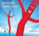 20 Foot Fly Guy - Inflatable Air Dancer Tube Man - Sky Puppet Dancing Balloon. Fits all 18 inch fans. Red Body with