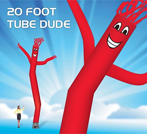20 Foot Fly Guy - Inflatable Air Dancer Tube Man - Sky Puppet Dancing Balloon. Fits all 18 inch fans. Red Body with