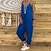 Monos Casuales Sin Mangas De Color Sólido para Mujer Con Cuello En v Verano Pierna Ancha Mamelucos Diseño Suelto Bluethumb 3