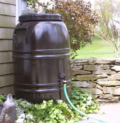 Bright Outdoors- Rain Barrel-Rain Water Catcher- Brown Polyethylene Plastic 60 Gallon Capacity with Spigot and Removable Lid - Reinventing The Way You Save Rain Water
