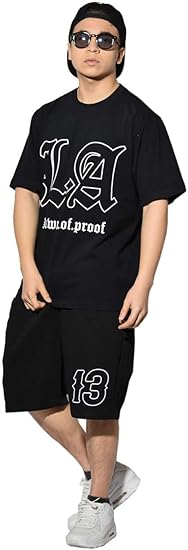 Amazon ディーオーピー Dop セットアップ メンズ 夏 大きいサイズ 半袖 上下セット Tシャツ ハーフパンツ スウェット ブラック 黒 Tシャツ カットソー 通販