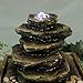 Sunnydaze Cascading Rocks Tabletop Fountain with LED Lights, 12 Inch Tall
