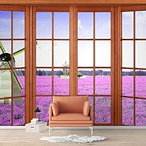 Wall Murals for Bedroom Vies from French Window Design Removable Wallpaper Peel and Stick Wall Stickers - 66x96 inches