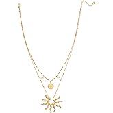 XWLB Dainty Gold Plated Sun Pendant Necklace for Women, Layered Choker Chain, Minimalist Celestial Jewelry Gift for Her