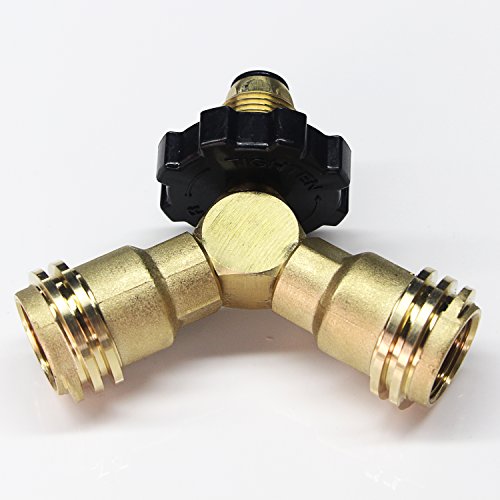 CAMPLUX Brass Propane Gas Fitting Y-Splitter Adapter-Tee with POL Connector and 2 x 1''-20 Male Throwaway Cylinder Thread