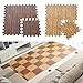 LaFamille Wood Grain Floor Mat Foam Interlocking Puzzle Wood Mat for Kids, Gym, Basement 1'x1' with Borders (9 Tiles (9 Sq ft), Light)