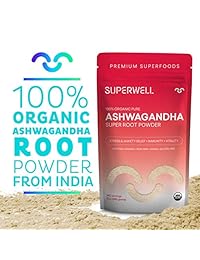 Superwell Ashwagandha Super Root Polvo (12 oz/340 servings), 100% orgánico de USDA Raw totalmente natural, Superfood premium de la India, mejora la salud, el sueño, la energía y reduce el estrés y la ansiedad.