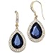 GoldTone Faceted Blue Crystal Teardrop Dangle Earrings