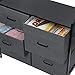 KINGSO Fabric 5 Drawer Dresser Storage Tower Organizer Unit with Sturdy Steel Frame and Easy-Pull Faux Linen Drawers for Bedroom Living Room Guest Room Dorm Closet - Dark Gray