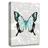 Canvas Wall Art Butterfly On The Newspaper Canvas Prints Home Artwork Decoration for Living Room,Bedroom - 12x18 inches
