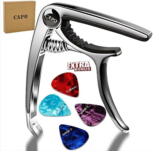 Guitar Capo Guitar Picks – Quick Change Acoustic and Electric Guitars Ukulele Trigger Capo Clamp