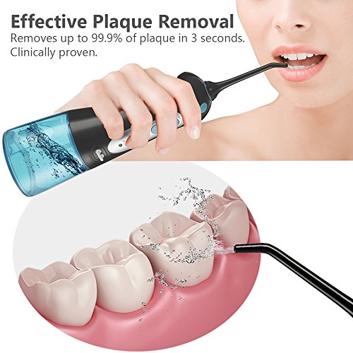 Cordless Water Flosser, Cozzine Dental Water flosser, Portable Rechargeable Electric Flosser for Home, Travel, Adults, Kids & Braces (IPX7 Waterproof, 2 Tips, 3 Water Pressure Modes & 200ml Capacity)