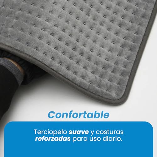 Compresa Caliente Electrica XL | Calentador Cobija Electrica Termica | Manta Termica con Control Digital y Apagado Automático | Compresas Calientes Terapeuticas | Gris 60x30
