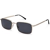 SOJOS Retro Vintage Rectangle Polarized Sunglasses Mens Womens Classic UV400 Metal Sunnies SJ1215