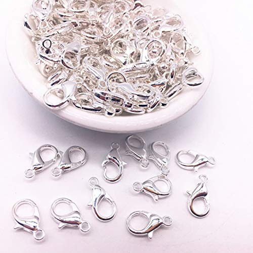 ZHONGJIUYUAN 500-PACK (Silver) Jewelry Making Loose Lobster Parrot Clasp Claw for DIY Necklace Bracelet 12x7mm