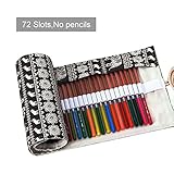 Amerzam Pencils Canvas Pencil Wrap,72 Colored Pencils Roll Pouch Case Holder (72 Holes Black Elephant Pencil Case)