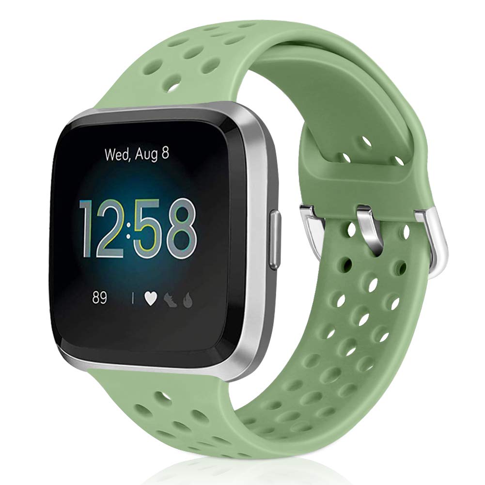 Runostrich Sport Strap Compatible with Fitbit Versa 2/Fitbit Versa/Versa Lite/SE, Soft Silicone Band Replacement Breathable Wristband Accessories for Smart Fitness Watch for Women Men (Mint Green)